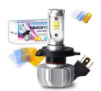 NATGIC 1 Pcs H4 HS1 9003 HB2 Ampoules de Phare de Moto LED Conversion de Phare à Faisceau Haut/Bas Avec Angle Réglable - Cinq Options de Couleur Bricolage (3000K / 4300K / 6500K / 8000K / 10000K)