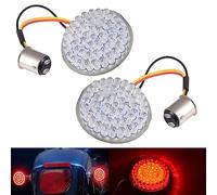 NATGIC 2" 1 Paire Bullet Style 1157 Har-ley Motor LED Feux de Route, Feux Stop Compatible Pour Har-ley Da-vi-dson sporster Touring Road King Electra Street glide Dyna - (Rouge + Rouge)