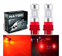 NATGIC 3157 3157CK 4157 3156 LED Red 21 - EX 2835 SMD Jeu de puces avec lentille de projection pour feux de marche arrière à blocage de freinage, 10-16V 10,5W (pack de 2)