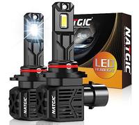 NATGIC 9005 HB3 LED Ampoules de Phare, 9005 LED Ampoule de Phare avec Ventilateur Sans Fil 500% Luminosité 20000LM 100W 6500k Xénon Blanc HB3 LED Ampoules kit de Conversion Haut/Bas Faisceau Noir