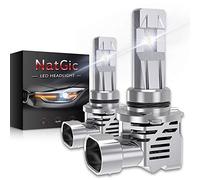 NATGIC 9006 HB4 Ampoules de Phares à LED Kit de Conversion Remplacement de Phare Halogène Puissance élevée 55W Puces ZES Double Face 10000LM et 6500K Blanc Xénon DC 9V - 32V (Lot de 2)