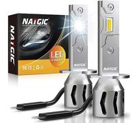 NATGIC Ampoules de Phares H1 LED, Ampoules H1 LED +500% de Luminosité 16000LM 80W 6500k kit de Conversion LED Blanc Xénon pour Remplacement des Feux de Route/Croisement de Voiture