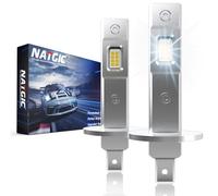 NATGIC Ampoules H1 Antibrouillard, 70W 18000LM Sans Ventilateur & Sans Fil 6500K Blanc +300% Plus de Luminosité LED H1 Remplacement Feux Antibrouillard, Feux de Hi/Lo, DRL, Feux de Jour (Pack de 2)