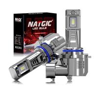 NATGIC Ampoules HIR2 LED, 1:1 Conception de la Taille 6000K Lumière Blanche 80W, Ampoule de Phare LED HIR2 9012, Plug and Play, Feux antibrouillard 16000LM 300% Ultra Bright, Lot de 2, No Ventilateur
