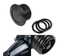 NATGIC Bouchon de réservoir de carburant encastré à ouverture automatique ventilé noir à visser pour Harley Davidson à filetage standard (1982-2010), lot de 1
