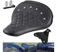 NATGIC Coussin de Siège Solo de Moto en Cuir Synthétique Noir Avec kit de Base de Plaque de Base Noire en Acier Robuste pour H-arley D-avidson S-portster - Rhombus