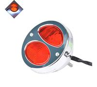 NATGIC Feu de Freinage de Moto, Rond 12V Feu Arrière de Moto Universel Vintage Look Rétro Style de Feu Stop Arrière Support de Licence Feu Arrière pour Motos et Vélo Modifiés - Argent