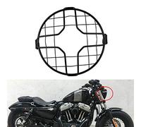 NATGIC Grille de Phare de Moto, Universelle 7" Protecteur de Couvercle de Phare de Moto Grille de Phare de Moto Ronde en Métal pour Vis de Montage Latéral de 8 mm à 10 mm, Moto ou Vélo (Noir)