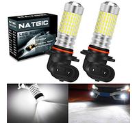NATGIC H10 9140 9145 Ampoules de phare antibrouillard à LED blanc xénon 3000LM 3014 SMD 144-EX avec projecteur à lentille pour feu antibrouillard extérieur, 12-24V (lot de 2)