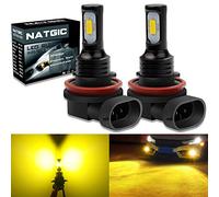 NATGIC H11 H8 H9 Ampoules Antibrouillard LED 75W Dernières puces Intégrées 3570 CSP 3000K Jaune Doré et 2400LM pour Ampoules Antibrouillard Feu de Jour DRL Lampe de Conduite (pack de 2)