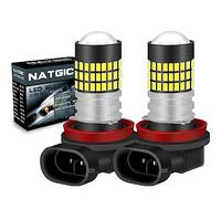 NATGIC H11 H8 H9 Ampoules LED Blanc xenon 1800LM 3014SMD 78-EX avec projecteur à lentille pour projecteur de lumière antibrouillard, 6500K, 12-24V (pack de 2)