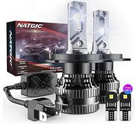 NATGIC H4 Kit de Conversion LED HB2 9003 Hi/Lo Beam avec Pilote Intelligent EMC Amélioré - 70W 12000LM Blanc Xénon 6500K - 2 Ampoules T10 Incluses (4 LED au Total)