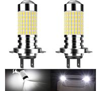 NATGIC H7 Ampoules LED anti-brouillard blanc xénon 3000LM 3014 SMD 144-EX avec projecteur à lentille pour feu antibrouillard extérieur, 12-24V (lot de 2)