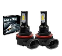 NATGIC H8 H11 H9 Ampoules Antibrouillard LED 75W Dernières Puces Intégrées 3570 CSP 6500K Blanc Xénon et 2400LM pour Ampoules Antibrouillard Lumière de Jour DRL Lampe de Conduite (Pack de 2)