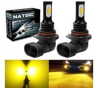 NATGIC HB4 9006 Ampoules Antibrouillard LED 75W Dernières Puces Intégrées 3570 CSP 3000K Jaune Doré et 2400LM pour Ampoules Antibrouillard Feu de Jour DRL Lampe de Conduite (pack de 2)