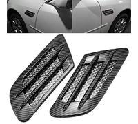 NATGIC Lot de 2 autocollants décoratifs pour grille d'aération latérale de voiture - Noir (fibre de carbone)