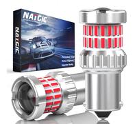 NATGIC Rouge 1156 P21W BA15S LED Feu Stop Ampoules 12V 24V, 4000LM Super Brillant Pour Voiture/Moto/Camion Les Feux de Freinage, Feu stop, Les Feux Arrière, Position,BA15S Ampoule P21W,2 Pièces