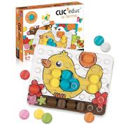 Nathan - Clic'Educ La Ferme - Activité Manuelle Enfant - 2-4 Ans | Jeu Éducatif Enfant - Apprendre les Couleur - Motricité Fine - 8 Planches Recto Verso sur les Animaux , 48 pions, 8 Couleurs