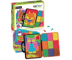 Nathan - Clic'Educ Mosaïques - Malette de Loisirs Créatifs - Dès 4 Ans | Jeu Éducatif Couleurs - Activité Manuelle Enfant - Motricité Fine - 10 Planches, 675 Jetons, 9 Couleurs