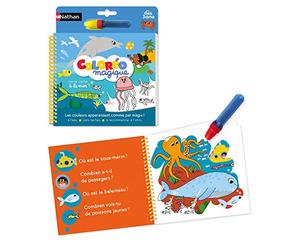Nathan Coloréo Mer-le coloriage magique à l'eau à refaire à l'infini pour les enfants dès 3 ans, 31613, jaune, bleu, rouge