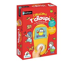 Nathan - Coucou T'choupi - Jeu d'Éveil Sonore Musical Enfant - Dès 2 Ans | Jeu Éducatif T'choupi - 3 Modes de Jeu (Découverte, Questions, Écoute) - 16 Comptines à Ecouter et Chanter - Cadeau Enfant
