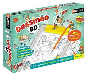 Nathan - Dessinéo BD - Tablette Dessin Enfant - Créer des BD - Dès 7 Ans | Créer des Bandes Dessinées avec une Tablette Lumineuse A4 - 480 Modèles, 6 Pochoirs et Guide pour Apprendre à Dessiner