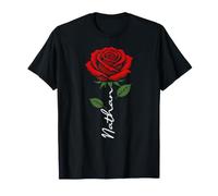 Nathan Fleur Rouge Prénom Art pour Hommes Enfants Garçons T-Shirt