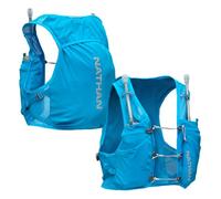 Nathan Gilet d'hydratation unisexe - Léger, ajustement rapide de la taille, réfléchissant, comprend deux gourdes Hydrapak de 4 L, six poches pour les essentiels de course à pied, Pinnacle Breeze, bleu