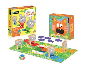 Nathan - Mon Premier Jeu Les Petites Souris - Jeu de Société Enfant - 2 Ans | Jeu Coopératif Enfant et Famille - Aide les 4 Souris - Bois et Carton - 10 min -2 à 4 joueurs - Cadeau Fille Garçon