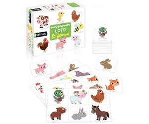 Nathan - Mon Premier Loto Animaux de la Ferme - Jeu Éducatif - Dès 2 Ans | Jeu de Société Enfant - Jeu de Loto pour Découvrir et Nommer les Animaux de la Ferme - 1 + Joueurs - Cadeau Garçon, Fille