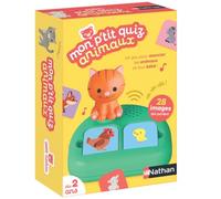 Nathan - Mon P'tit Quiz Animaux - Jeu Électronique Éducatif - Dès 2 Ans | Jouet Enfant - Associer les Animaux, leur Bébé et leur Cri - 2 Modes de Jeu : Découverte et Question - 28 Cartes Imagier