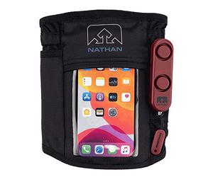 Nathan Phone Armband Case with Personal Alarm Ripcord Included. See-Thru Touchscreen Pocket with Headphone Port. SafeRun Siren in Case of Emergency 120DB. For Running, Waking, Hiking, Biking and more.