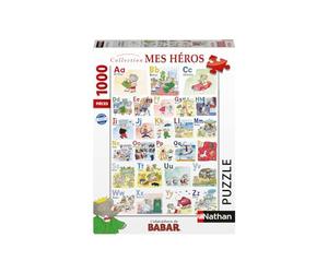Nathan - Puzzle 1000 pièces - L'abécédaire de Babar - Adultes et Enfants dès 12 Ans - Puzzle de qualité supérieure - Encastrement Parfait - Collection Mes Héros - 12000911