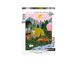 Nathan - Puzzle 1000 pièces - Let's go camping - Laura Lhuillier - Adultes et enfants dès 14 ans - Puzzle de qualité supérieure - Collection Carte Blanche - 87644