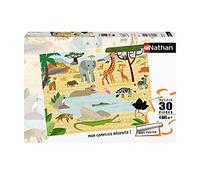 Nathan - Puzzle 30 pièces - Les Animaux de la Savane | Fille ou garçon dès 4 ans - Puzzle de qualité supérieure - Carton épais et résistant - Poster à taille réelle inclus