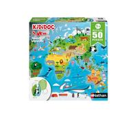 Nathan - Puzzle 50 pièces - Kididoc - Sauvons la planète | Fille ou garçon dès 5 ans - Puzzle de qualité supérieure - Puzzle recto-verso - Poster avec quiz inclus