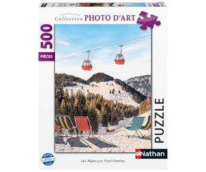 Nathan - Puzzle 500 pièces - Les Alpes - Paul Fuentes Design | Adulte et enfant dès 12 ans - Puzzle de qualité supérieur - Pièces uniques et assemblage parfait - Détente et relaxation