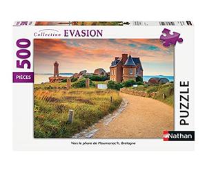 Nathan - Puzzle 500 pièces - Vers le phare de Ploumanac’h, Bretagne - Adultes et enfants dès 12 ans - Puzzle de qualité supérieure - Collection Evasion - 87246