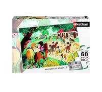 Nathan - Puzzle 60 pièces - Bienvenue au Centre équestre | Fille ou garçon dès 6 ans - Puzzle de qualité supérieure - Carton épais et résistant - Trieur à 3 compartiments inclus