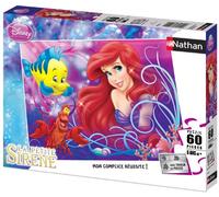Nathan - Puzzle 60 pièces - Jolie Petite sirène - Disney Ariel | Fille ou garçon dès 6 ans - Puzzle de qualité supérieure - Carton épais et résistant - Trieur à 3 compartiments inclus