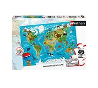 Puzzle Carte du monde des animaux 45 pièces