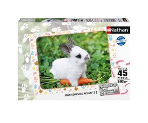 Nathan - Puzzle Enfant - 45 pièces - Petit lapin et sa carotte - Fille ou garçon dès 5 ans - Puzzle de qualité supérieure - Carton épais et résistant - Animaux - 86166