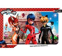 Nathan - Puzzle enfants - Cadre 15 pièces - Ladybug, Chat Noir et Rena Rouge - Miraculous - Fille ou garçon dès 3 ans - Puzzle de qualité supérieure - Carton épais et résistant - Super Héros - 86173