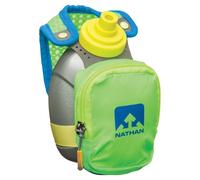Nathan QuickShot Plus Gourde portative, bidon d’eau pour la course à pied avec dragonne et poche zippée (300 ml)