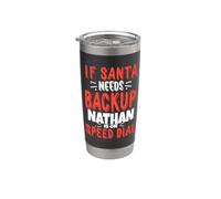 Nathan Santa's Backup Funny Nathan Christmas Name Gobelet isotherme en acier inoxydable double paroi