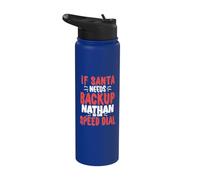 Nathan Santa's Backup Funny Nathan Christmas Name Stainless Steel Insulated Water Bottle