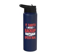 Nathan Santa's Backup Funny Nathan Christmas Name Stainless Steel Insulated Water Bottle