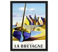 Nathan Visit Brittany Bretagne Railway Travel Advert France Artwork Framed A3 Wall Art Print Chemin de Fer Voyage Publicité La France Mur