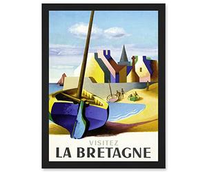 Nathan Visit Brittany Bretagne Railway Travel Advert France Artwork Framed A3 Wall Art Print Chemin de Fer Voyage Publicité La France Mur