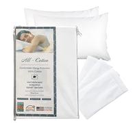 National Allergy Lot de 2 protège-oreillers 100 % Coton de qualité supérieure avec Fermeture éclair - Grand lit - Blanc - 300 Fils au Pouce carré - Taie d'oreiller hypoallergénique avec Fermeture